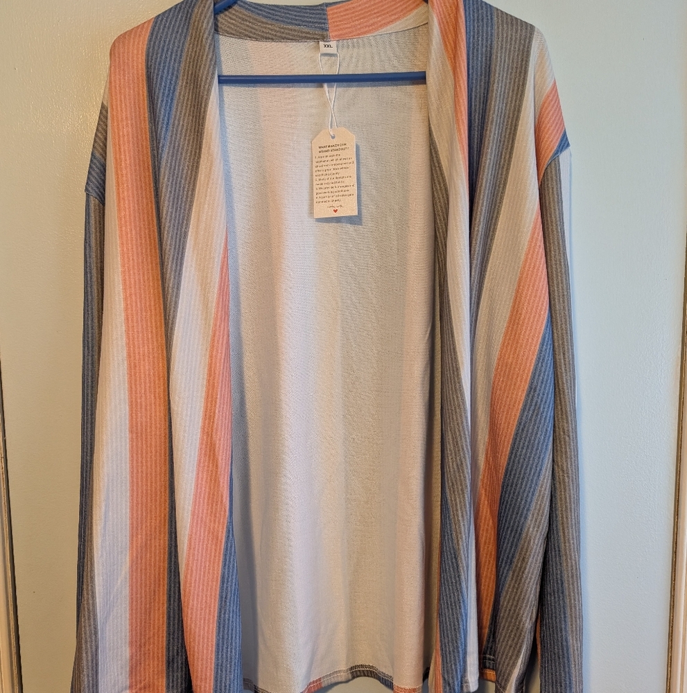 NEW Striped Open Front Cardigan